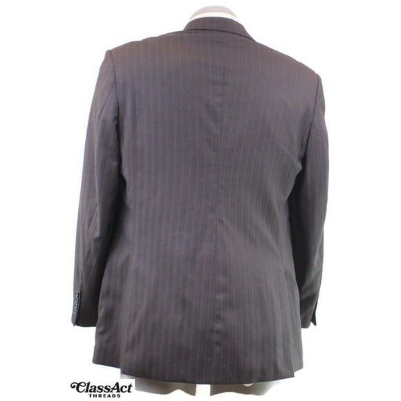 Zylos George Machado Wool Charcoal Gray Striped 2 Pc Suit 42R Flat Fronts 36" W - Picture 8 of 10